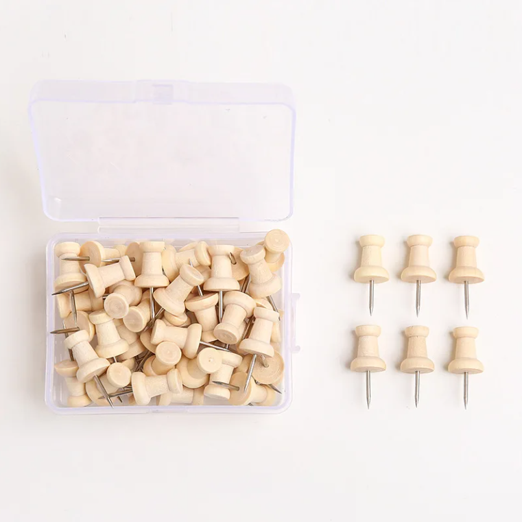 Kurk24 Houten pushpins - 40 stuks - Naturel