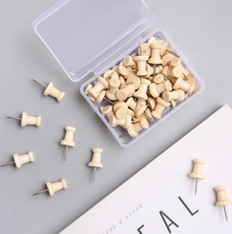 Kurk24 Houten pushpins - 40 stuks - Naturel