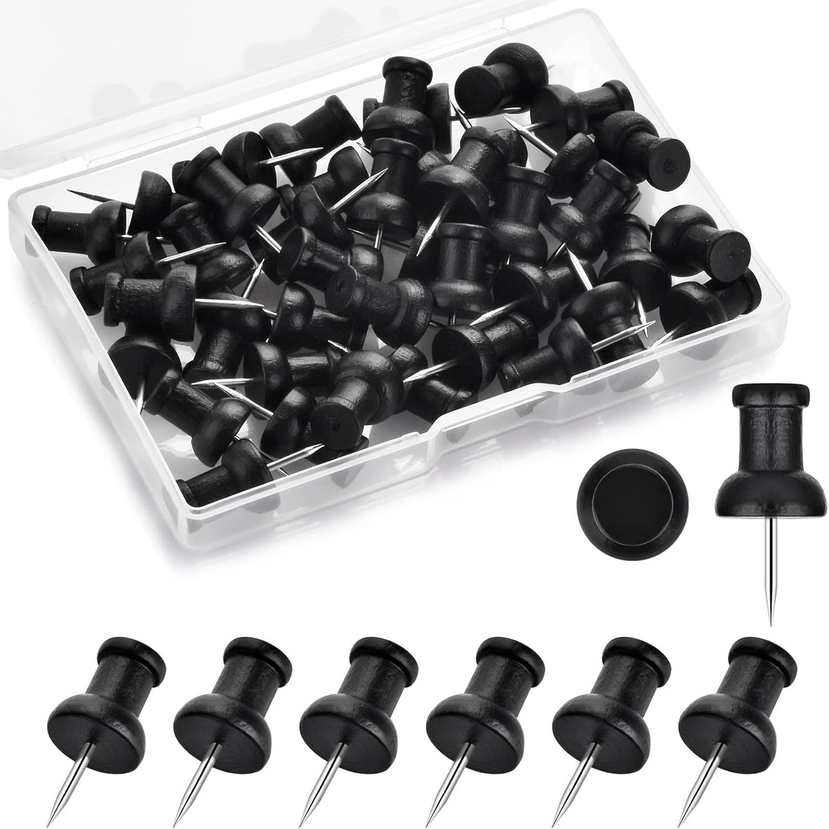 Kurk24 Houten pushpins - 40 stuks - Zwart