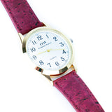 Kurk24 Kurk horloge - Quartz - Bordeaux rood