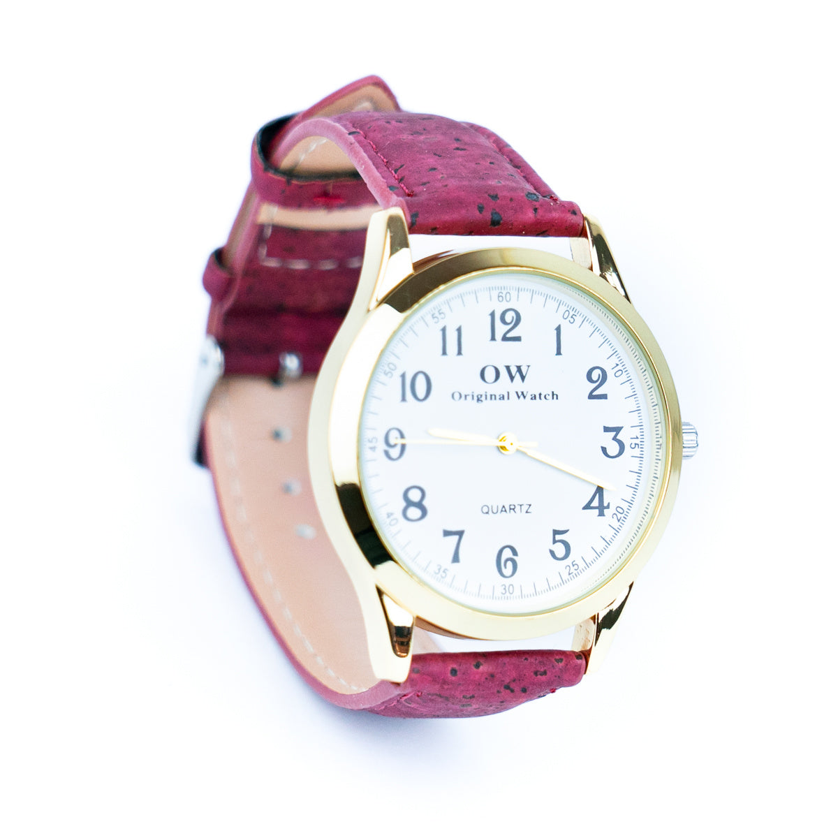 Kurk24 Kurk horloge - Quartz - Bordeaux rood