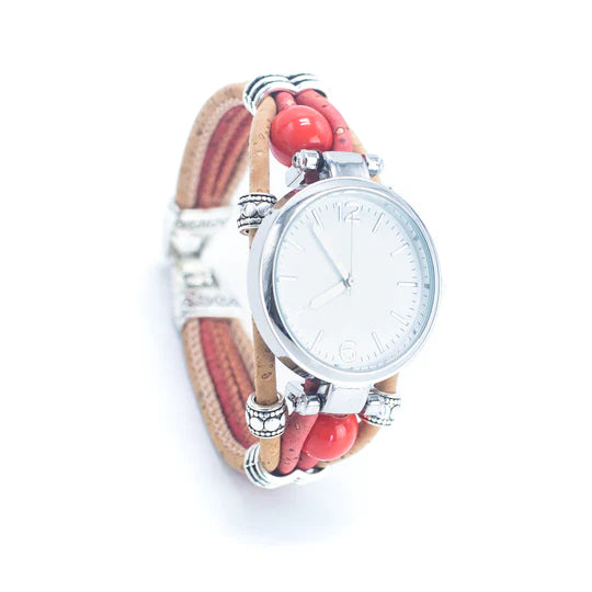 Kork Armbanduhr - Rot