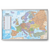 Kurk24 Kurk prikbord Europa kaart - zilveren lijst - 60 x 90 cm