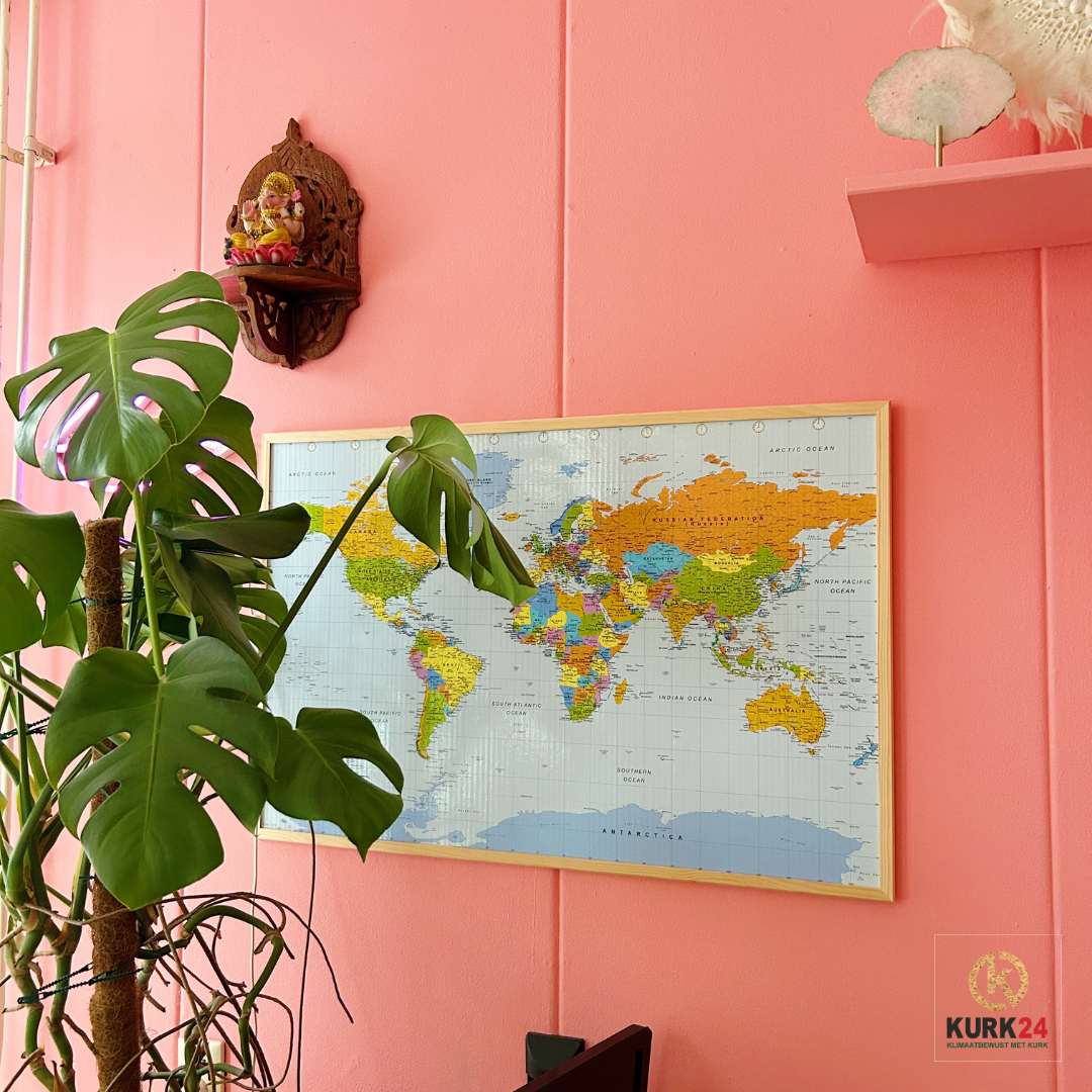 Tulup Korkpinnwand 140x100cm Mit 100 Pinnadeln – Kolorierte Weltkarte Für Büro & Kinderzimmer