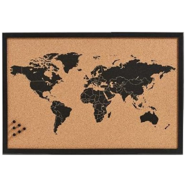 Weltkarte pinbar – 60 x 40 cm – Siebdruck in Schwarz