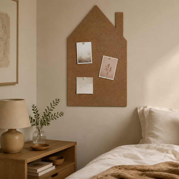Kork Pinnwand - Selbstklebend 60 x 90 cm Haus - ohne Schornstein