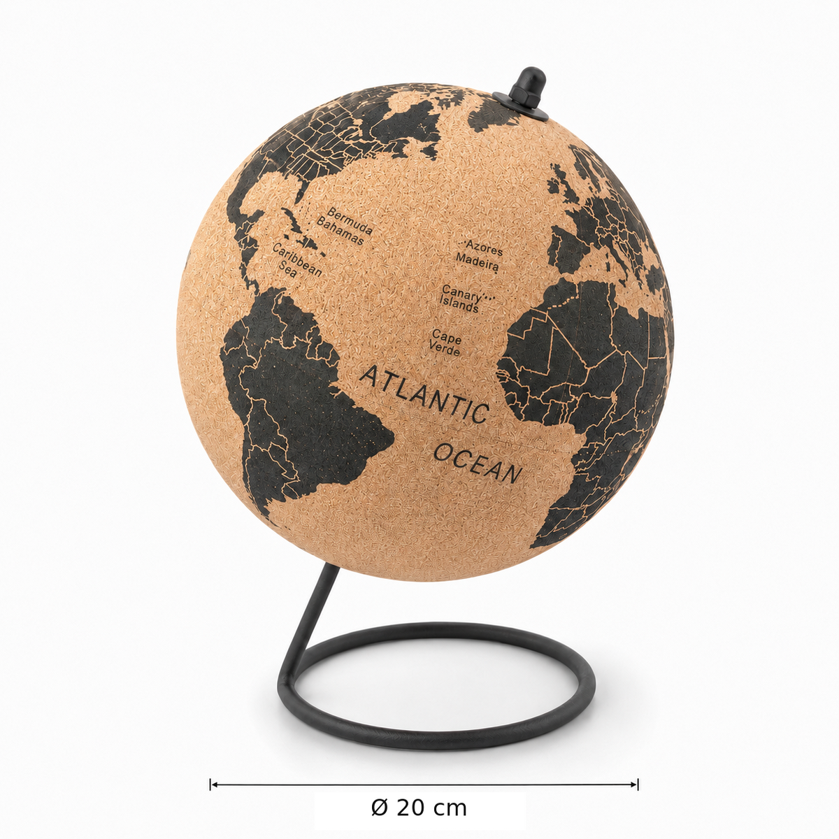 Kurk24 Kurk wereldbol met tekst - globe - diameter 20 cm.