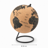 Kurk24 Kurk wereldbol met tekst - globe - diameter 20 cm.