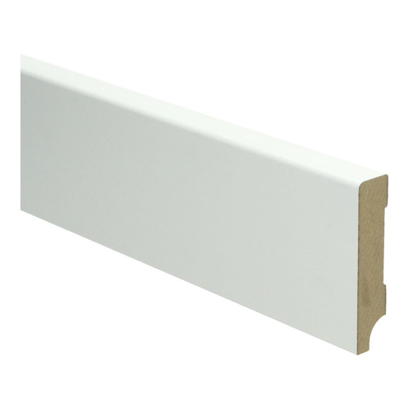Kurk24 MDF Moderne Sockelleiste 70x15 weiß vorlackiert RAL 9010 - 1,2 m