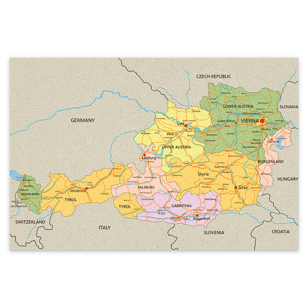 Pinnwand Österreichkarte – selbstklebend – 60 x 90 cm