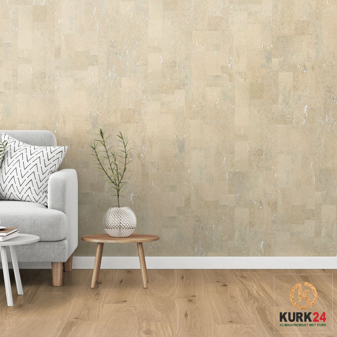 Kurk24 Wandkurk 'Element Rustic White ' GEWAXT - 60 x 30 cm - 3mm dik- per m²