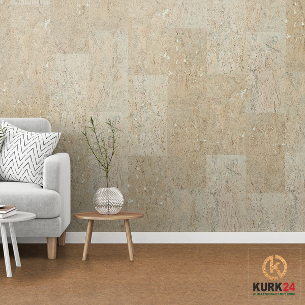 Wandkurk 'Rustic Pearl' GEWAXT - 3mm dik - per m²